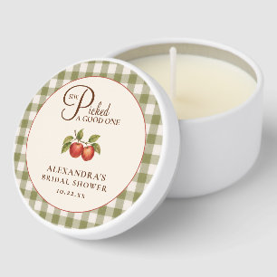Rustic Sage Green Gingham Apple Bridal Shower Mini Candle Favors