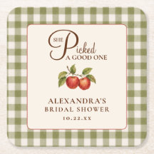 Rustic Sage Green Gingham Apple Bridal Shower