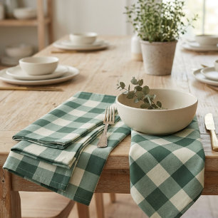 Rustic Sage Green Gingham Buffalo Check  Cloth Napkin