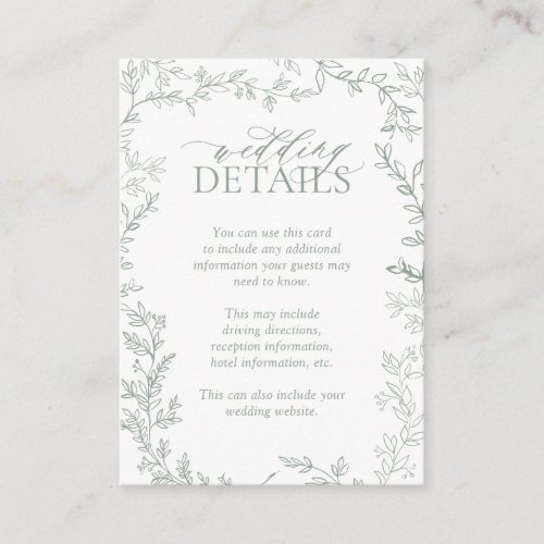 Rustic Sage Green Leafy Wedding Details Enclosure 