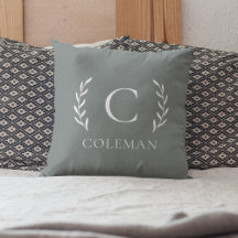 Rustic Sage Green Monogram Initial Indoor Outdoor