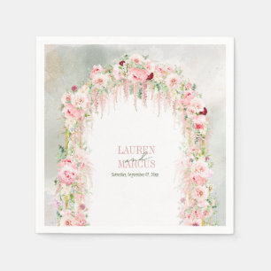 Rustic Sage Green & Pink Floral Arch Napkins