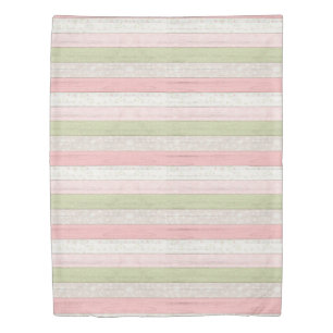 Rustic Sage Green & Pink Floral Wood Cottage Chic Duvet Cover