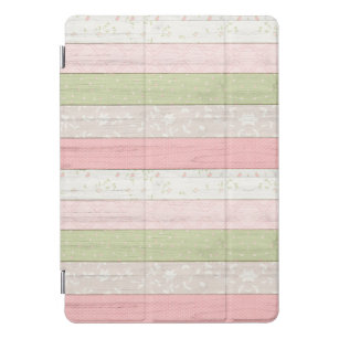 Rustic Sage Green & Pink Floral Wood Cottage Chic iPad Pro Cover