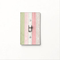 Rustic Sage Green & Pink Floral Wood Cottage Chic Light Switch Cover