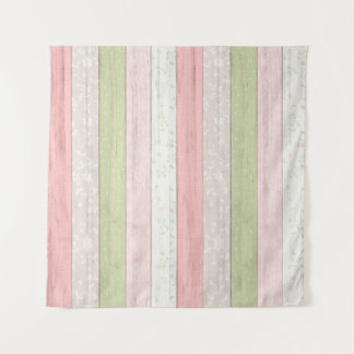 Rustic Sage Green & Pink Floral Wood Cottage Chic Tapestry