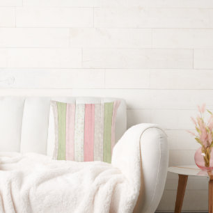 Rustic Sage Green & Pink Floral Wood Cottage Chic Throw Pillow