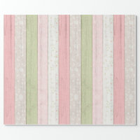 Ivory Ecru Leaves Floral Art Pattern On Sage Green Wrapping Paper