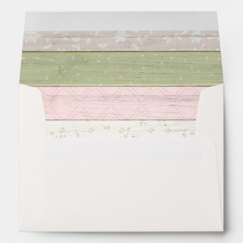 Rustic Sage Green & Pink Floral Wood Invitation Envelope by CyanSkyCelebrations at Zazzle