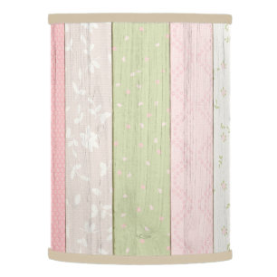 Rustic Sage Green & Pink Floral Wood Pattern Lamp Shade