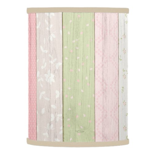 Rustic Sage Green  Pink Floral Wood Pattern Lamp Shade