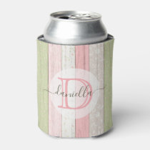 Rustic Sage Green & Pink Floral Wood Personalized Thermal Tumbler