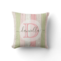 Rustic Sage Green & Pink Floral Wood Personalized