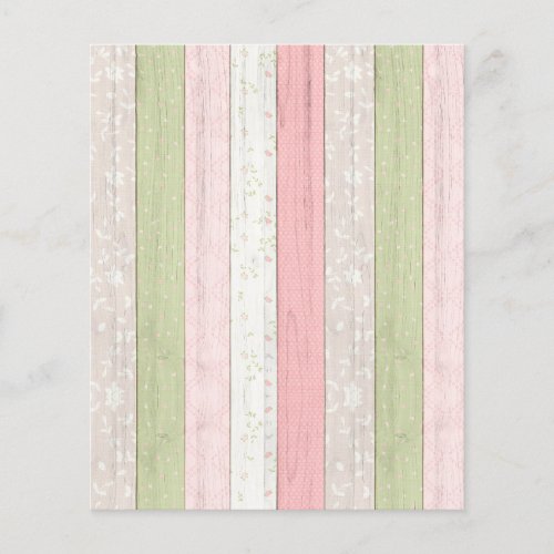 Rustic Sage Green Pink Floral Wood Scrapbook Paper