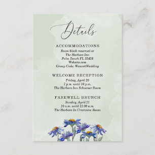 Rustic Sage Green & Purple Daisies Wedding Details Enclosure Card