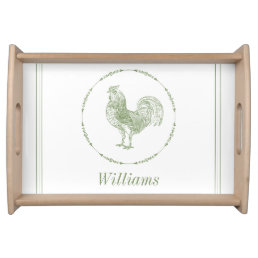 Rustic Sage Green Rooster  Serving Tray