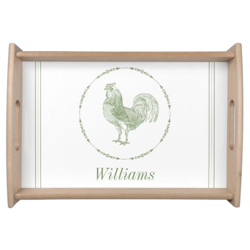 Rustic Sage Green Rooster  Serving Tray