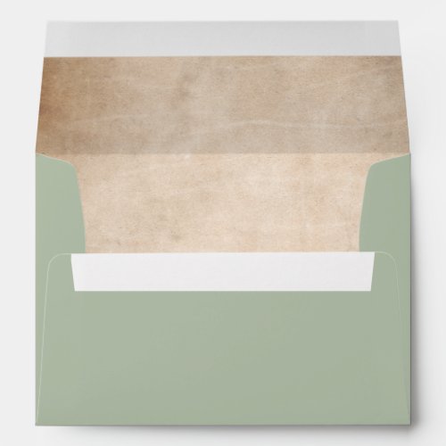 Rustic Sage Green Script Parchment Return Address Envelope