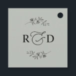 Rustic Sage Green Simple Monogram Thank You Favor Tags<br><div class="desc">Designed to coordinate with our Romantic Script wedding collection,  this customizable tag,  features a calligraphy graphic thank you,  paired with a classy serif font in black. Matching items available.</div>