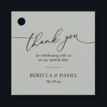 Rustic Sage Green Simple Thank You Favor Tags<br><div class="desc">Designed to coordinate with our Romantic Script wedding collection,  this customizable tag,  features a calligraphy graphic thank you,  paired with a classy serif font in black. Matching items available.</div>