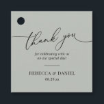 Rustic Sage Green Simple Thank You Favor Tags<br><div class="desc">Designed to coordinate with our Romantic Script wedding collection,  this customizable tag,  features a calligraphy graphic thank you,  paired with a classy serif font in black. Matching items available.</div>