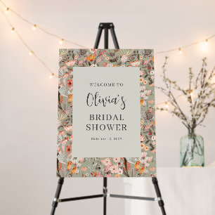 Rustic Sage Green Taupe Floral Boho Custom Shower Foam Board