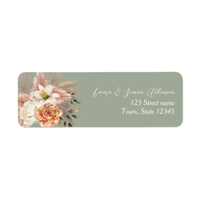 Rustic Sage Green Wedding Address Label (Front)