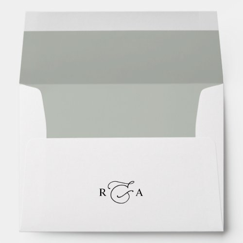 Rustic Sage Green  White Return Address Wedding Envelope