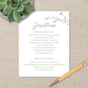 Rustic Sage Green Wildflower Wedding Details Card