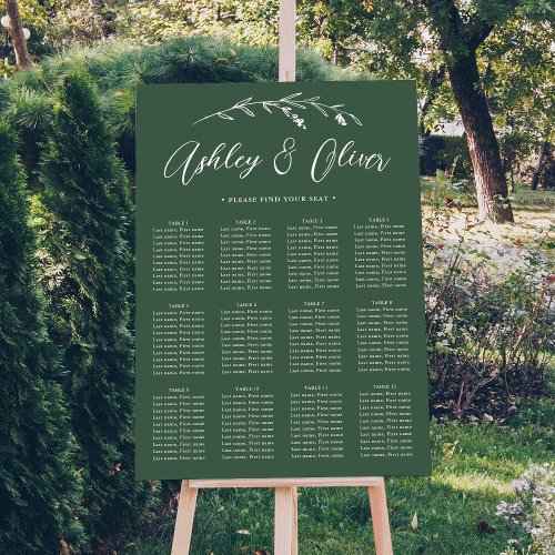 Rustic Sage Green Wildflower Wedding Seating Chart Foam Board