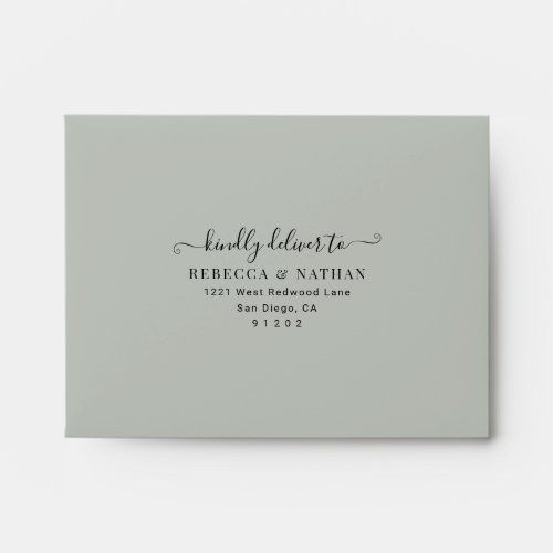 Rustic Sage Green with Return Address Wedding RSVP Envelope