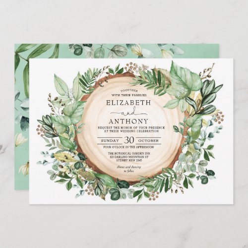 Rustic Sage Greenery Botanical Forest Wedding Invitation