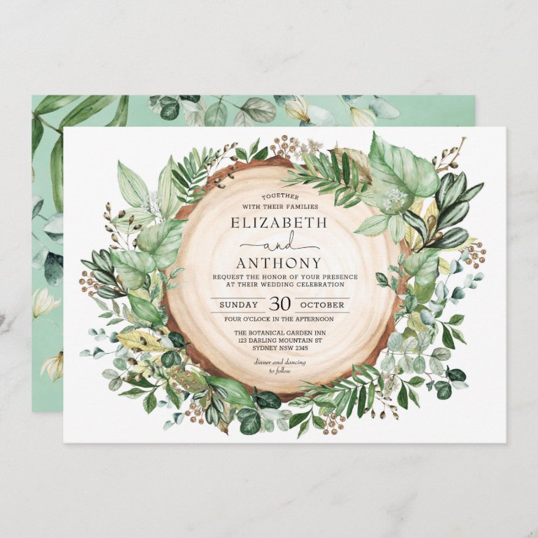 Rustic Sage Greenery Botanical Forest Wedding Invitation