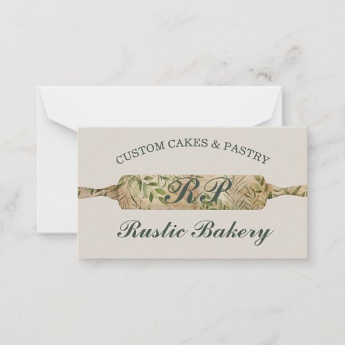 Rustic sage ivory Floral Roller Bakery Chef Note Card