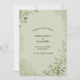 Rustic Sage Linen Wedding Botanical Invitation