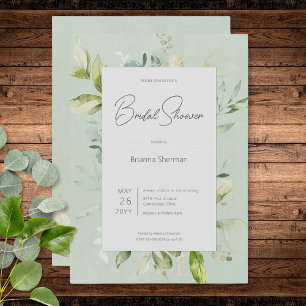 Rustic Sage Natural Greenery Bridal Shower Invitation