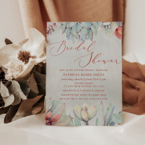 Rustic Sage Peach Succulent Boho Bridal Shower Invitation