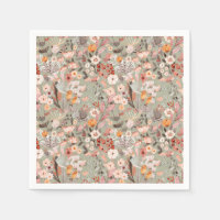 Rustic Sage Taupe Floral Boho Botanical Pattern