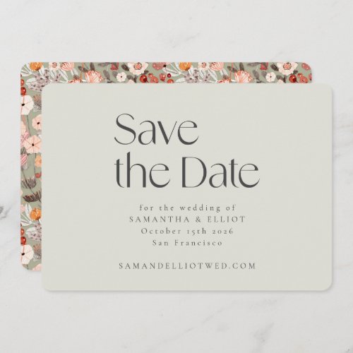 Rustic Sage Taupe Floral Boho Wedding Custom Save The Date