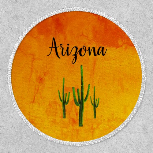 Rustic Saguaro Cactus Arizona Typography Orange Patch