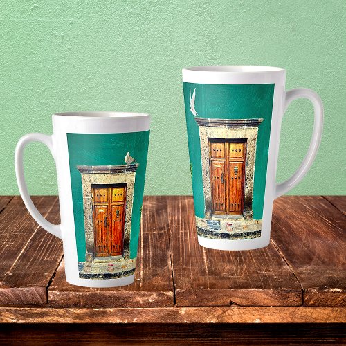 Rustic San Miguel de Allende Brown Green Dove Door Latte Mug