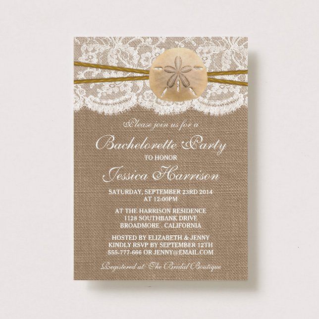 Rustic Sand Dollar Beach Bachelorette Party Invitation (Creator Uploaded)