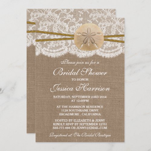 Rustic Sand Dollar Beach Bridal Shower Invitation