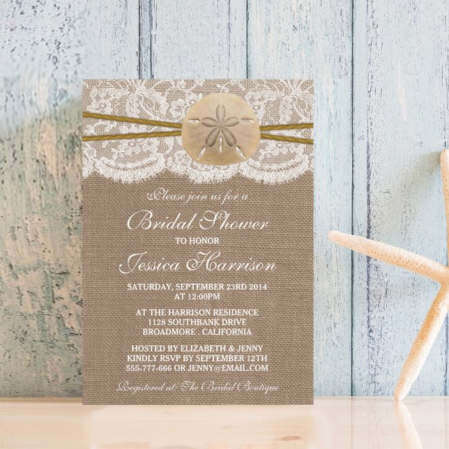 Rustic Sand Dollar Beach Bridal Shower Invitation (Creator Uploaded)