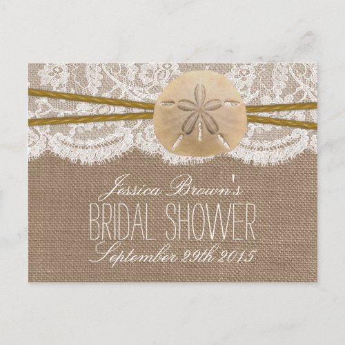 Rustic Sand Dollar Beach Bridal Shower Recipe Card