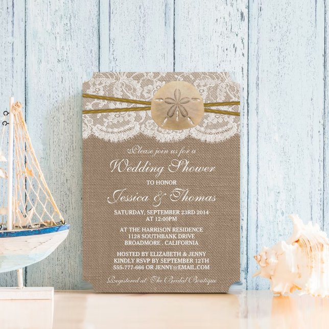 Rustic Sand Dollar Beach Wedding Shower Invitation (Creator Uploaded)