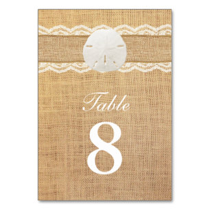Rustic Sand Dollar Lace & Burlap Table Numbers