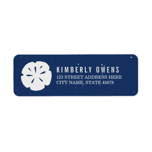 Rustic Sand Dollar Return Address Labels  Navy