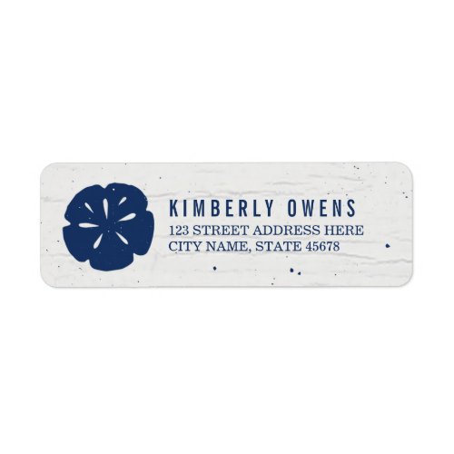 Rustic Sand Dollar Return Address Labels  Navy