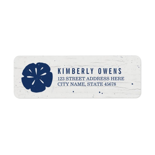 Rustic Sand Dollar Return Address Labels / Navy (Front)